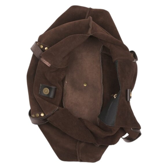 MARLON Made In Italy Suede Studded Slouchy Tote - Picture 2 of 5